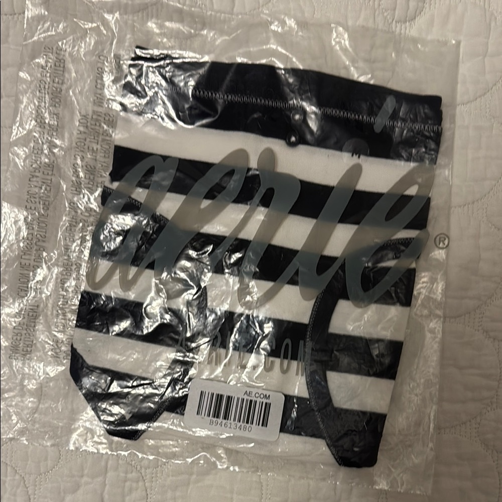 Aerie Black and White Striped “Boybrief” Panties